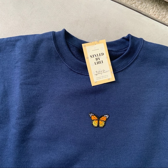 n e w | navy blue butterfly crewneck 🦋💙 - Picture 5 of 8